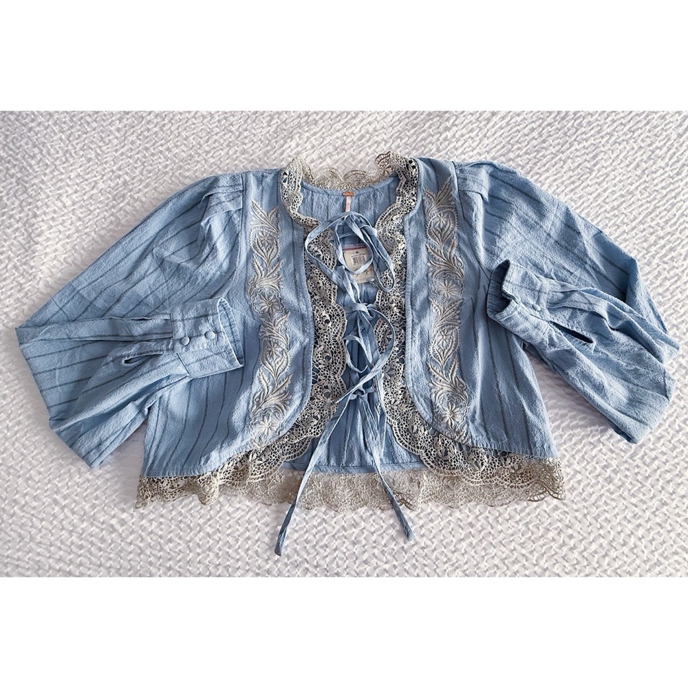 FREE PEOPLE Bali Jude Embroidered Cotton Blouse - Picture 2 of 7